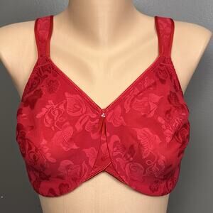Wacoal Awareness Bra 36DDD Red Floral Underwire 85567 Seamless 2 Ply Cup